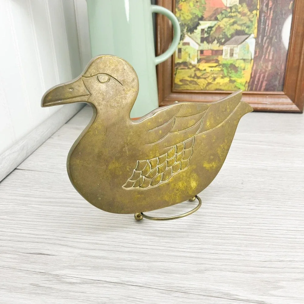 Vintage Brass Duck Trivet: Retro‎ Nautical Decor